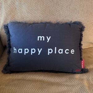 Charming Black 'My Happy Place' Pillow